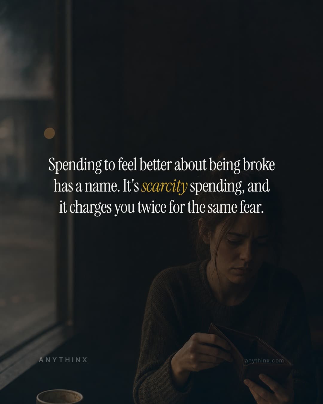 Spending to feel better about being broke has a name. It's scarcity spending, and it charges you twice for the same fear.