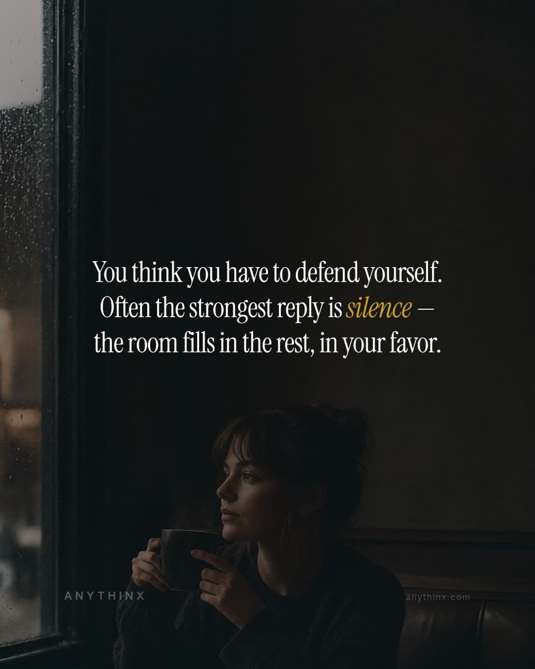 You think you have to defend yourself. Often the strongest reply is silence — the room fills in the rest, in your favor.