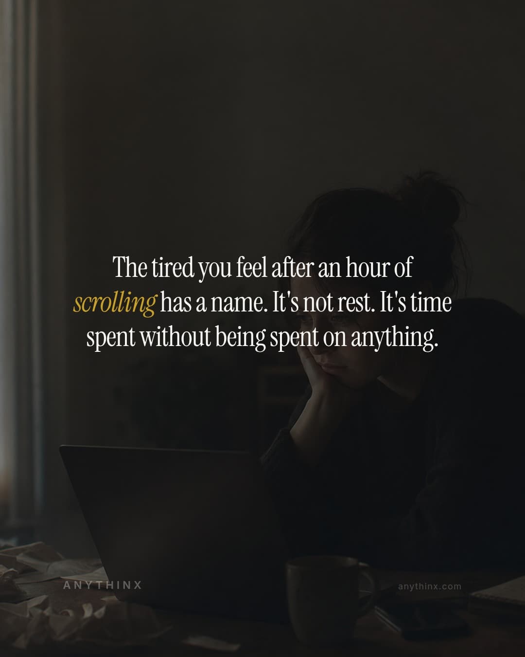 The tired you feel after an hour of scrolling has a name. It's not rest. It's time spent without being spent on anything.