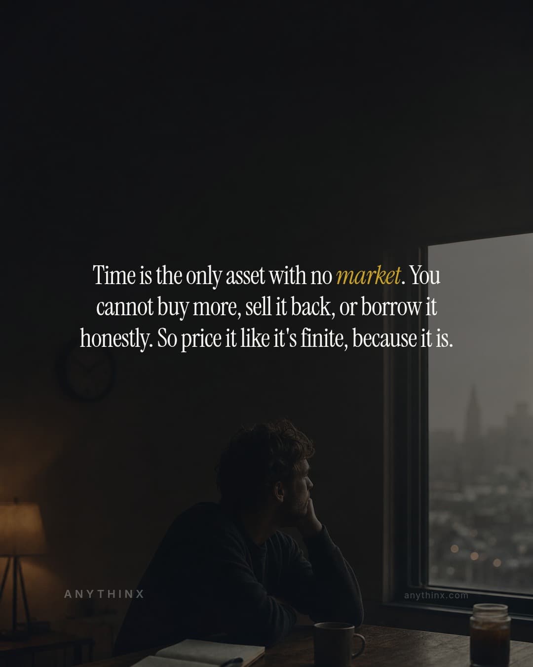 Time is the only asset with no market. You cannot buy more, sell it back, or borrow it honestly. So price it like it's finite, because it is.